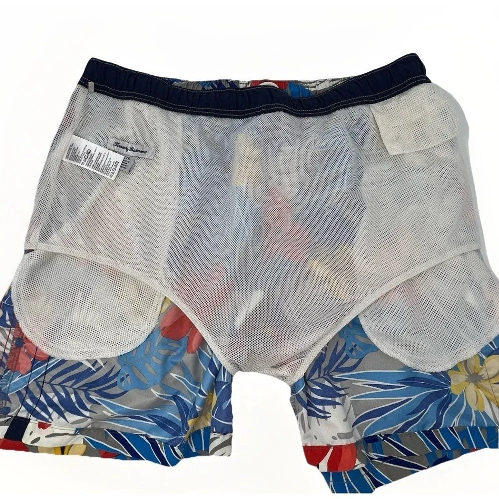 Tommy Bahama Swim Trunks Men's Large Naples Prickly Pear Palms Tropical Hawaiian